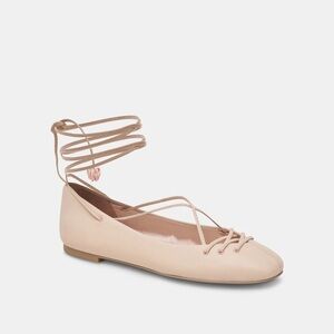 Dolce Vita x For Love & Lemons Elegant Beige Lace-Up Ballet Flats